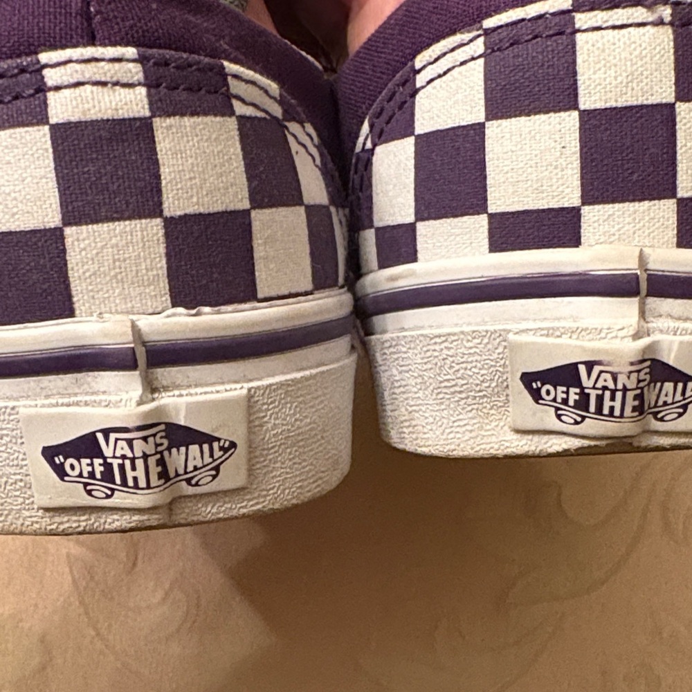 Vans Purple and White Checkered Slip-Ons - Picture 10 of 12